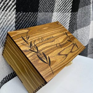 Custom Engraved Wooden Memory Keepsake Box – Personalized Wedding or Anniversary Gift – Solid Wood Box
