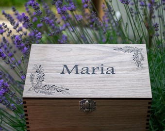 Personalized Wooden Memory Box, Engraved Keepsake Box, Couples Gift