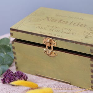 Caixa de Memórias de Lembrança | Caixa de Armazenamento de Madeira Personalizada | Presente de Aniversário para Esposa | Presente de Aniversário para Casal | Caixa de Madeira Personalizada | Caixa de Madeira
