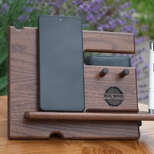 Wood organizer,Phone holder,Desk organizer,Gift for Men,Docking Station,Personalized Gift,Gift for Husband,Birthday gift,gift wood organizer