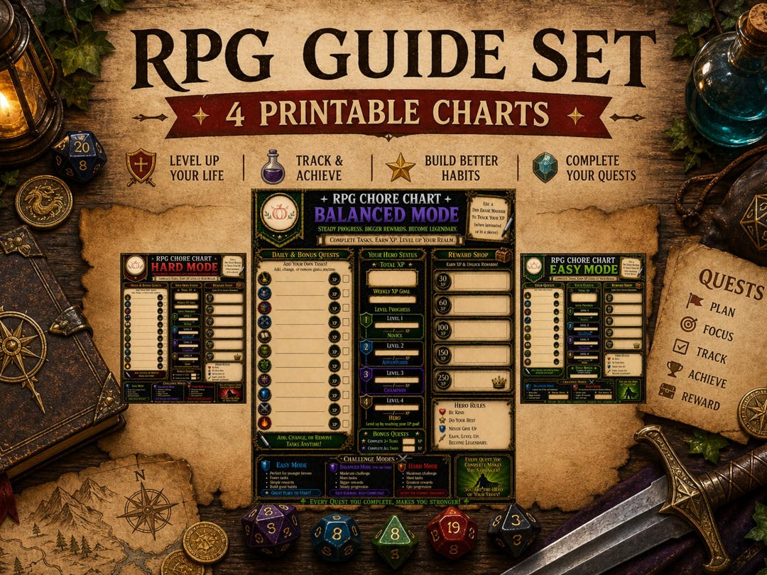 RPG Job Chart System zum Ausdrucken • Aufgaben und Belohnungen • Kinder ...