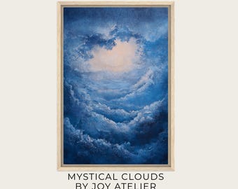 Blue Mystical cloud wall art, Canvas print, abstract art print, minimalist, large wall art, living room decor, framed wall art decor, oil