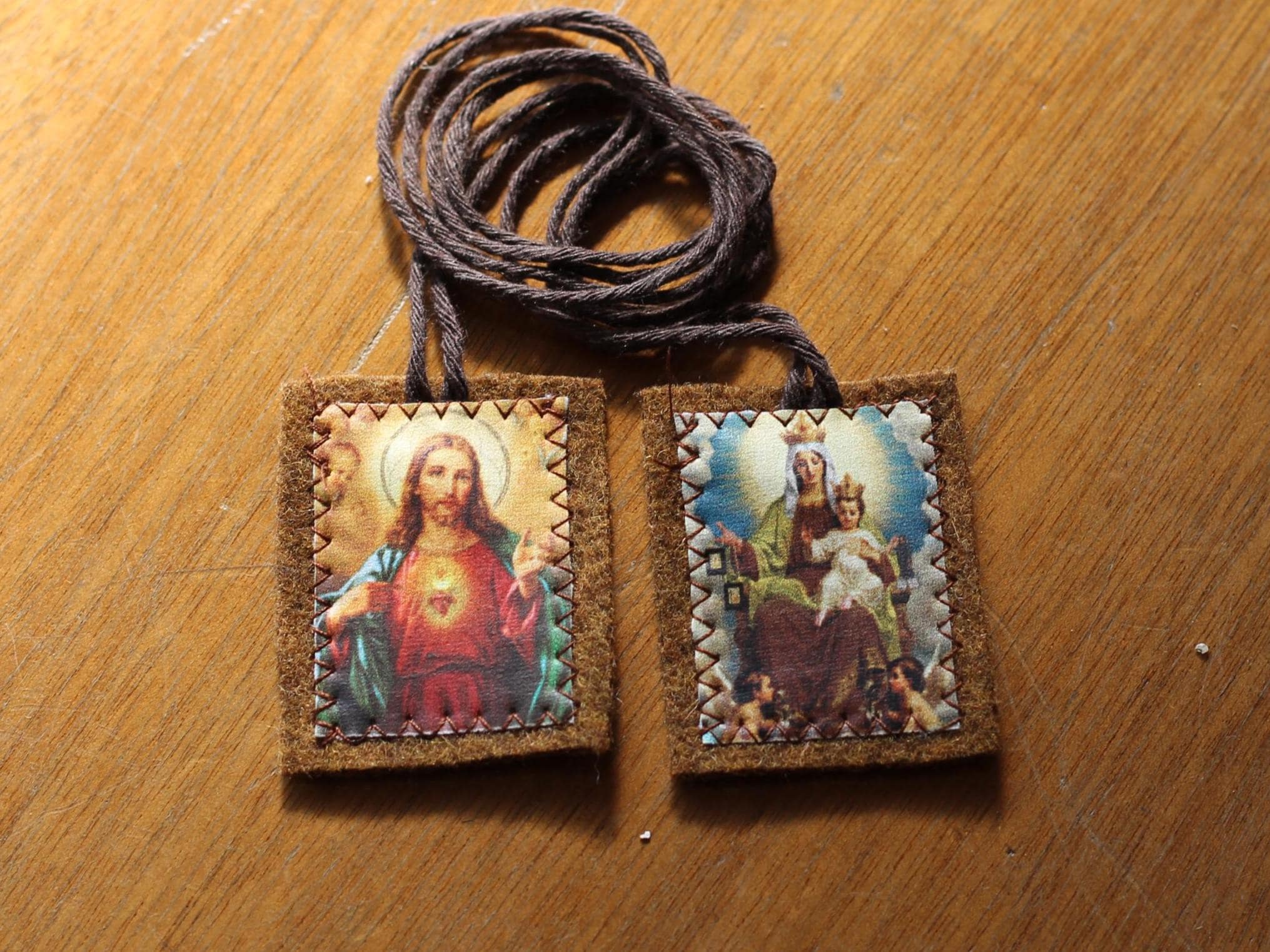 St Benedict Brown Scapular 100%Wool Handmade Catholic