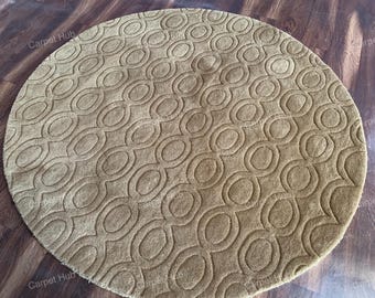 Hand-Tufted Wool Round Rug: Brown Area Rug for Living Room