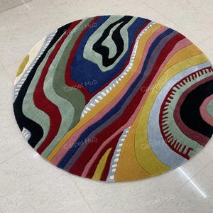 Multicolor Rainbow River Area Wool Rugs. Hand Tufted Carpet for Home| Bedroom Rug| Living Room Rug| Kids Carpet, Custom Carpet, Home decor.