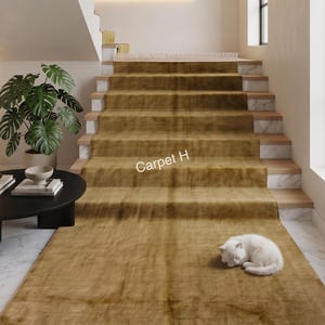Solid Mustard Gold Oushak Wool Rug, Hand Knotted Turkish Vintage Area Rug, Custom Size Rectangle Runner Round Carpet for Living Room Bedroom