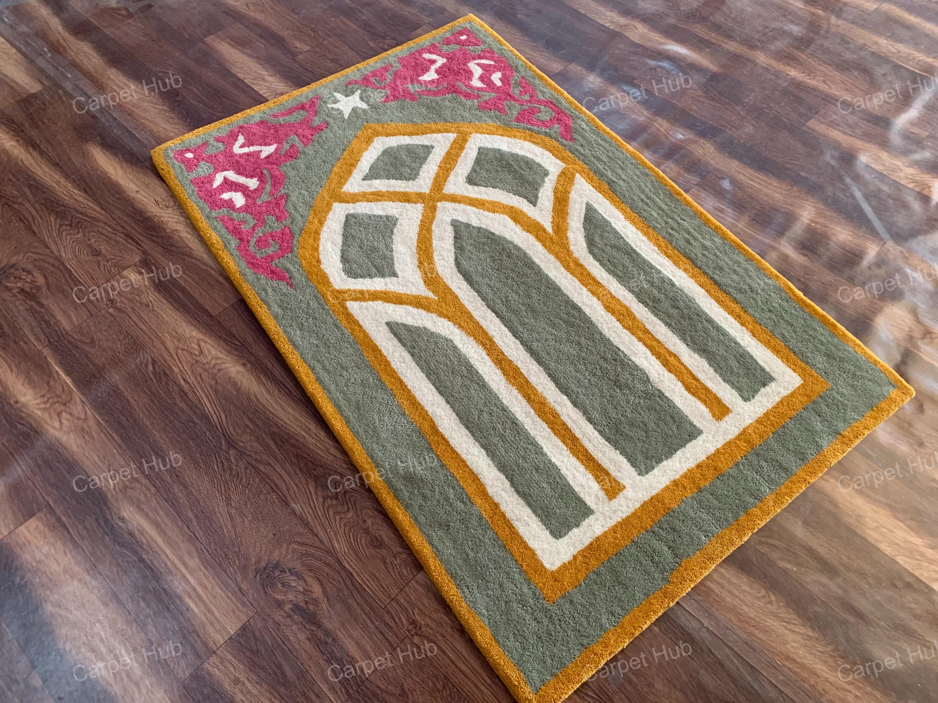 Islamioc Rugs Hand-tufted Islamic Prayer Rug, Mosque Design, Grey & Yellow - Etsy