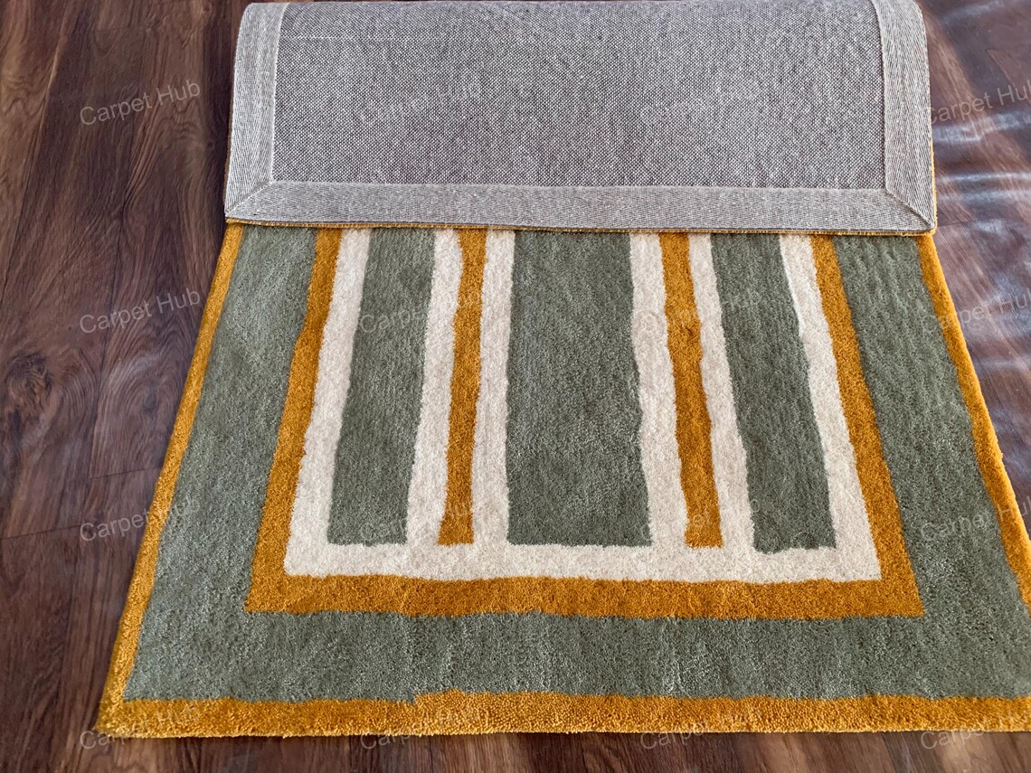 Hand-tufted Islamic Prayer Rug, Mosque Design, Grey & Yellow - Etsy