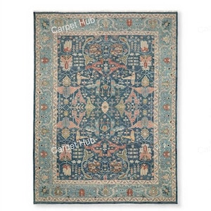 Seabury Hand Knotted 9x12 Antique Oushak rug area rug Vintage rug traditional Parsian Heriz Rug Handmade Rugs for Living Room Made to Order