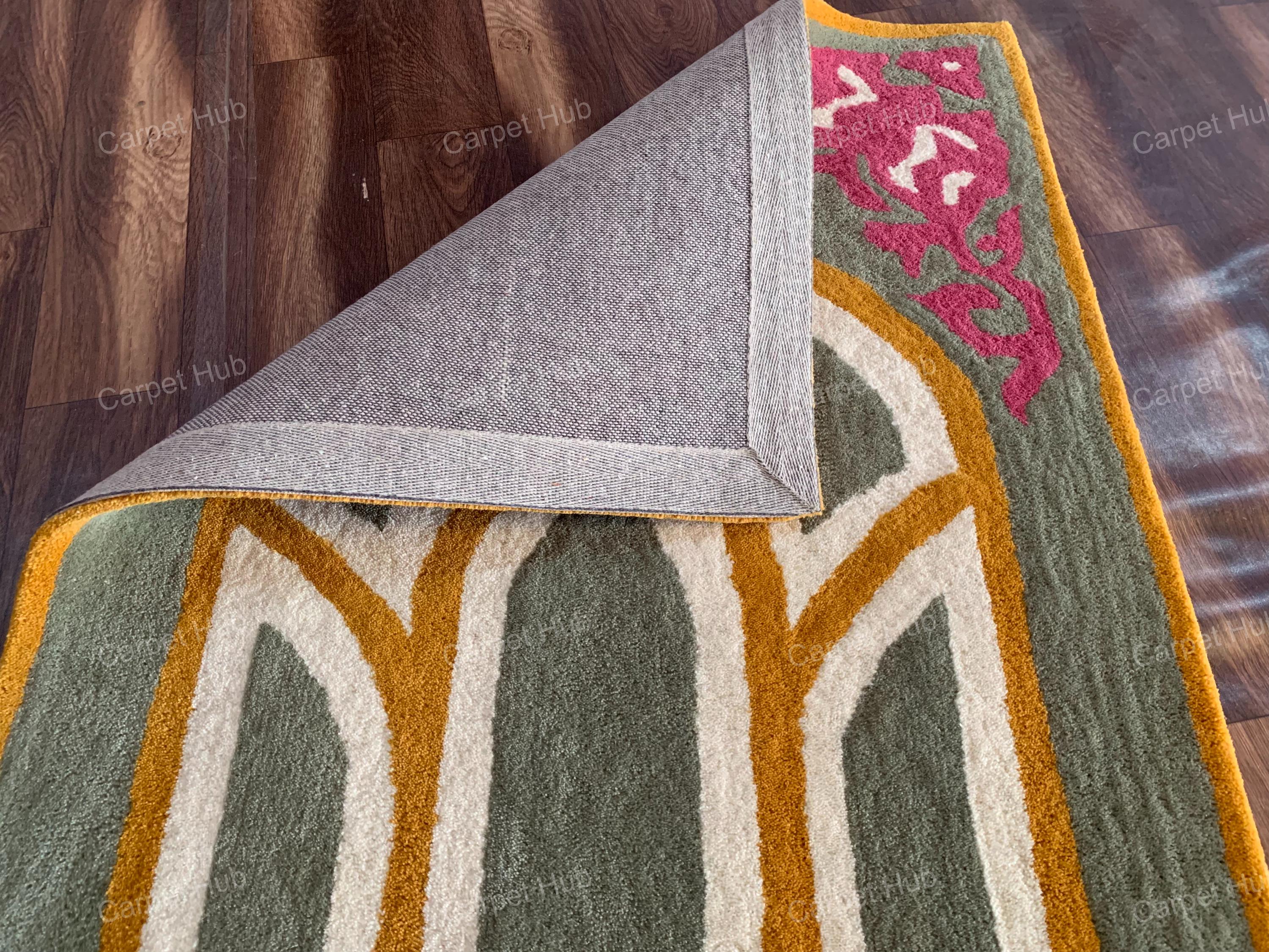 Hand-tufted Islamic Prayer Rug, Mosque Design, Grey & Yellow - Etsy