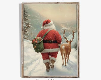 Vintage Santa Claus Painting: Christmas Holiday Wall Art (Digital Download)