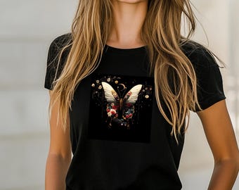 Japanisches Vintage Schmetterling Unisex T-Shirt, Arty einzigartiges T-Shirt, japanisches Tattoo T-Shirt, Schmetterling Streetwear