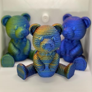 Crochet Flexi Teddy Bears - Adorable, Articulated 3D Printed teddy Bear Figures - Unique Home Decor or Gift 3d printed teddy bear