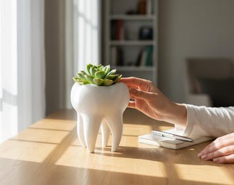 Maceta para muelas con diseño autodrenante: original maceta para interior y exterior, regalo para amantes de las plantas. Dentistas, dentistas, labubu, tendencias.