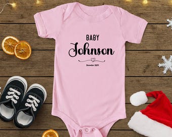 Custom Baby Announcement Onesie, Personalized Last Name Reveal, Coming Home Baby Bodysuit, Custom Baby Shower Gift, New Baby Announcement
