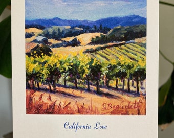 California winery sunset note card by Jen Beaudet