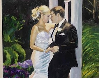 Custom Wedding Couples portrait, wedding gift, painting from your photo