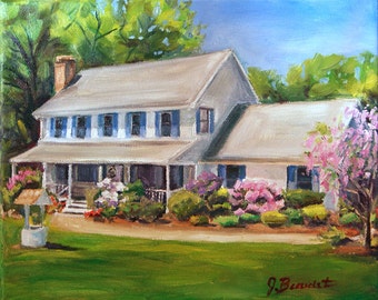 Custom Portrait of Your House commission painting Gift 16x20 Jennifer Beaudet Z