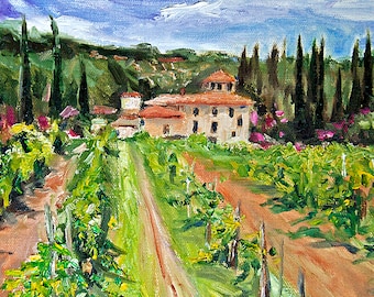 Art print of Original Painting Landscape TUSCANY Italy 8x10 Impressionism Giclee by Jennifer Beaudet Zondervan