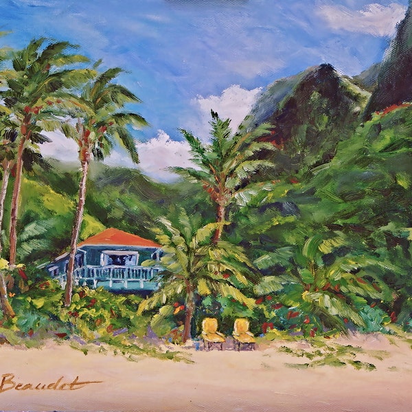 Print of Original Oil Painting Landscape Tropical Fine Art  Impressionist Kauai