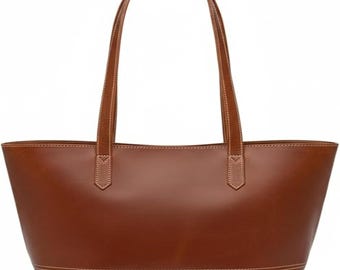 Genuine Leather Tote Bag: Large Convertible Work Purse with Laptop Compartment