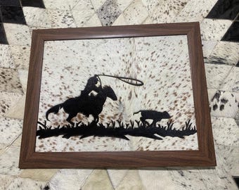 Handmade Cowhide Wall Art: Rustic Cowboy Decor
