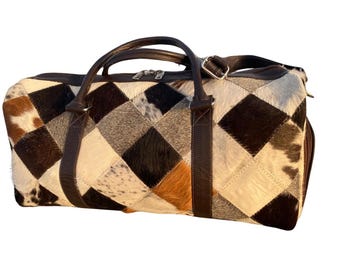 Cowhide Leather Duffel Bag: Hairon Travel Weekender