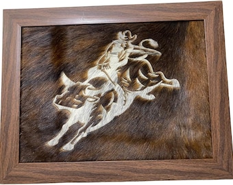 Rustic Cowhide Western Wall Art: Framed Cowboy Decor