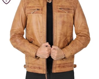 Genuine Leather Cafe Racer Jacket: Vintage Biker Style