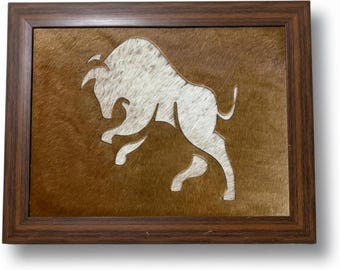 Cowhide Bull Wall Art: Rustic Western Farmhouse Decor