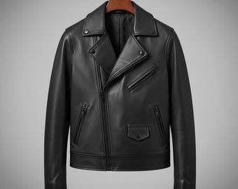 Handmade Black Leather Biker Jacket: Men's Urban Motorcycle Coat