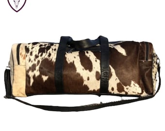 Cowhide Duffle Bag: Real Hair-On Leather Weekender Travel Bag