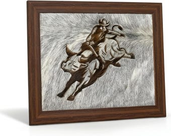 Rustic Cowboy & Bull Canvas Art Prints: Western Farmhouse Decor