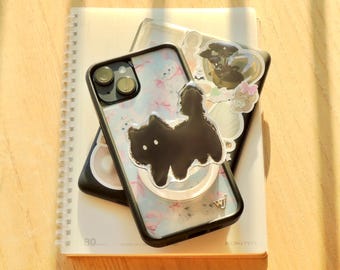 Agarre para teléfono MagSafe de gato negro para Kindle Grip Bookish, gato negro, regalo para amantes de los libros, agarre magnético para teléfono oscuro para Kindle