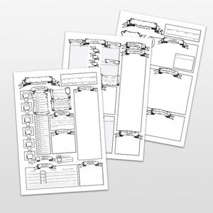 D&D Simple Character Sheet 3 Page Series *PDF DOWNLOAD* Fillable