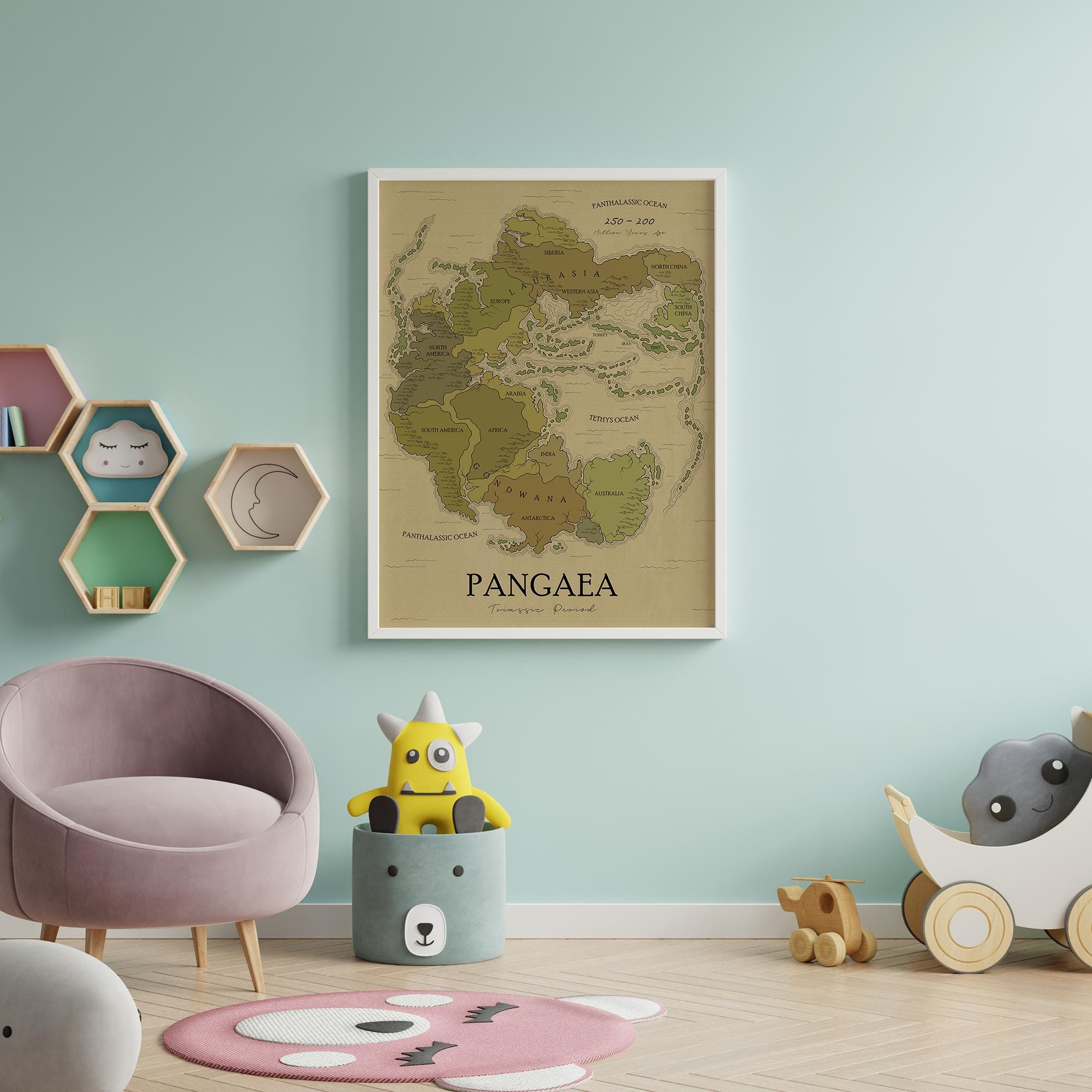 Panage Map Map of Pangaea - Etsy