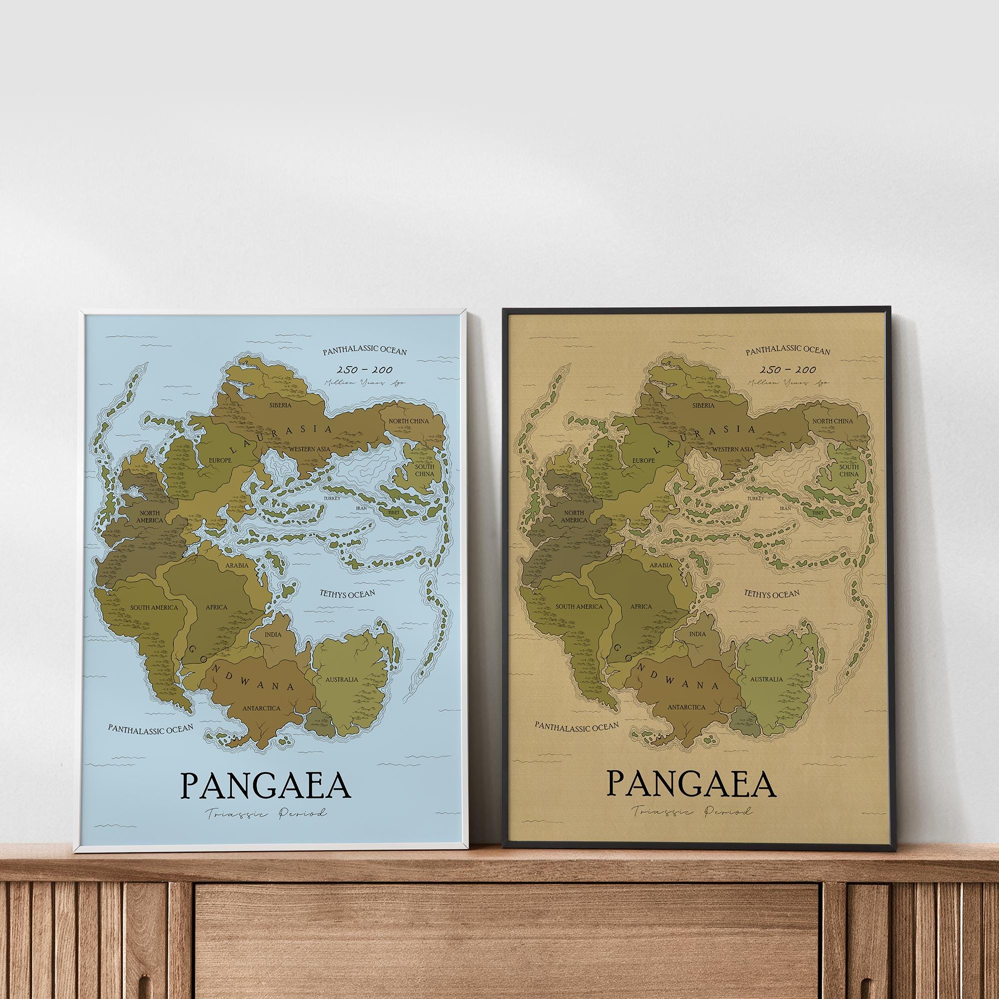 Panage Map Map of Pangaea - Etsy