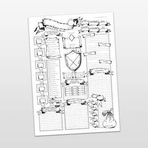 D&D Full Creative Character Sheet *PDF DOWNLOAD* Fillable