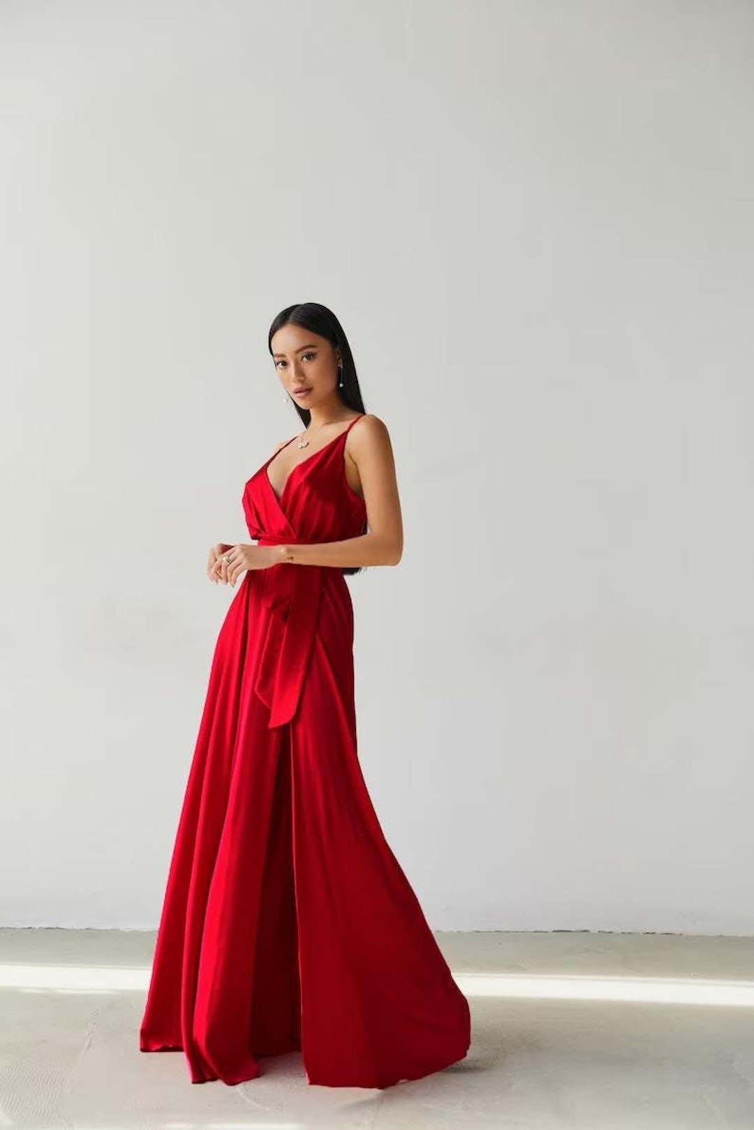 MAXI SILK DRESS- RED - RENTAL