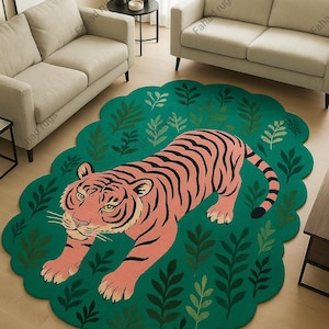 Hand Tufted Irregular shape with tiger Rug, multi wool Area Rugs for Livingroom Bedroom kitchen Nursery Entryway  3x5,4x6,5x8,8x10,9x12 rug