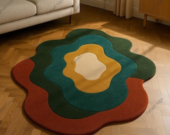 Colorful Abstract Area Rug, Modern Geometric Floor Mat, Soft Non-Slip Indoor Rug