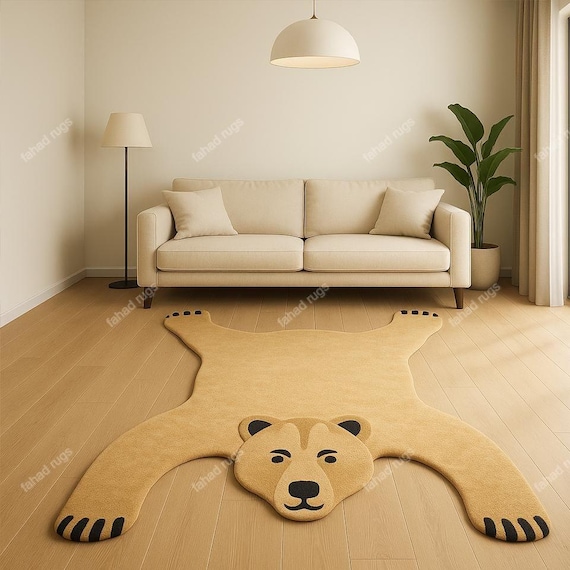 Bear-shaped Hand-tufted Rug Cute Kids' Room Carpet Nursery