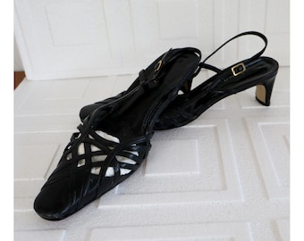 LK Bennet Vintage schwarze Spitze Leder Pumps Größe 37 1/2