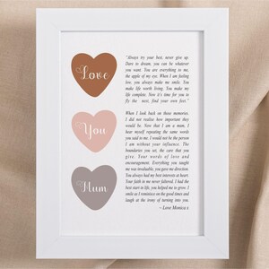 Ti amo mamma, biglietto personalizzato incorniciabile / biglietto per la festa della mamma / biglietto di compleanno per la mamma / biglietto di matrimonio per la mamma / biglietto di Natale per la mamma