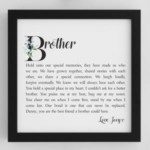 Bruder personalisierte Box Rahmen Gedicht | Bruder Gedicht | Gerahmtes Andenken | Geschenk für Bruder | Geburtstag | Weihnachten | Hochzeit