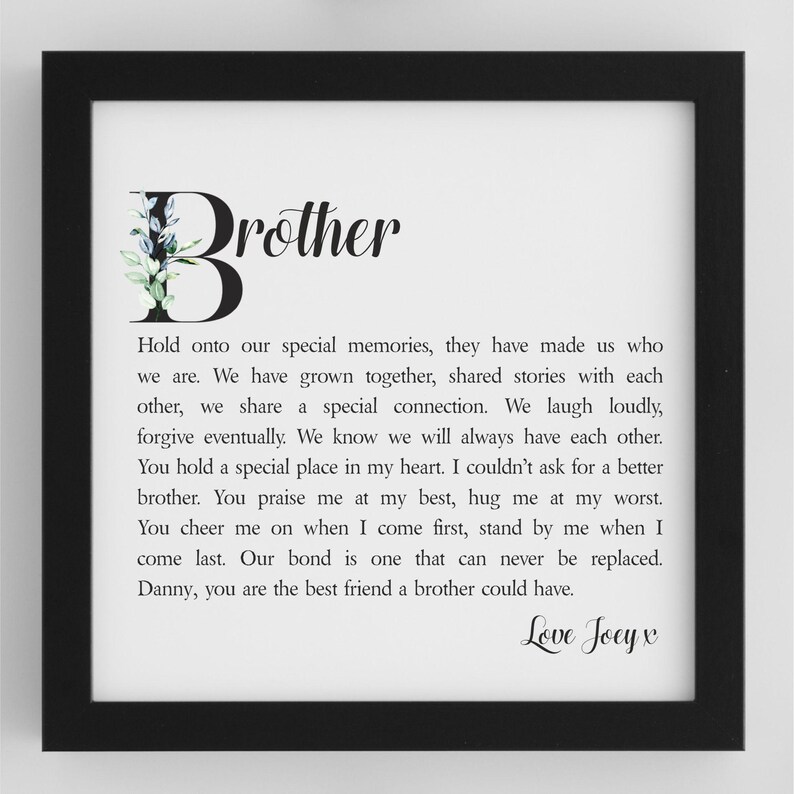 Brother Personalised Box Frame Poem | Brother Poem | Framed Keepsake ...