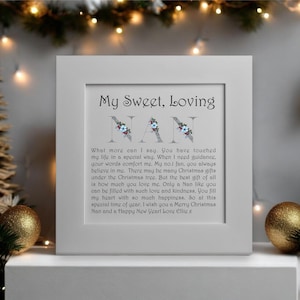 Tarjeta navideña con poema personalizado de lujo para abuela / Tarjeta de regalo navideña única para niñera / Tarjeta navideña especial para abuela / Poema para abuela