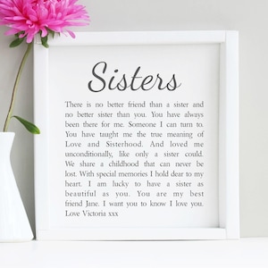 Sister Framed Poem | Personalised Print | Sister Birthday Gift | Sister Christmas Gift | Sister Poem | Wedding Gift