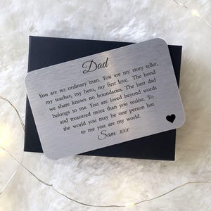 Cartão de carteira personalizado especial para pai | Dia dos pais | Casamento | Aniversário | Qualquer ocasião | Poema para pai