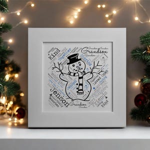 de Noël WordArt personnalisée de flocons de neige | Carte de famille personnalisée | Carte de Noël personnalisée | Cadeau carte de Noël unique